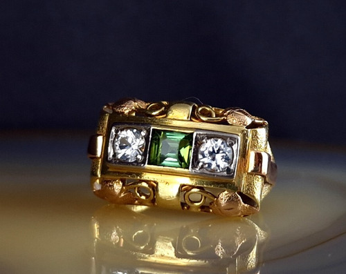 Ring gold 750 peridot topas - ring,