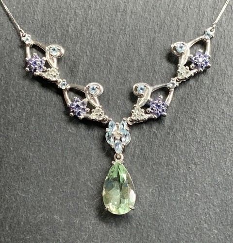 Collier kette mit grüner - collier,