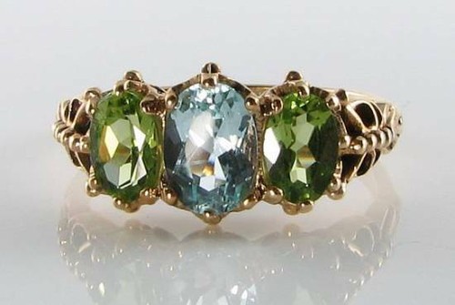 9ct gold blau topas - gold, peridot